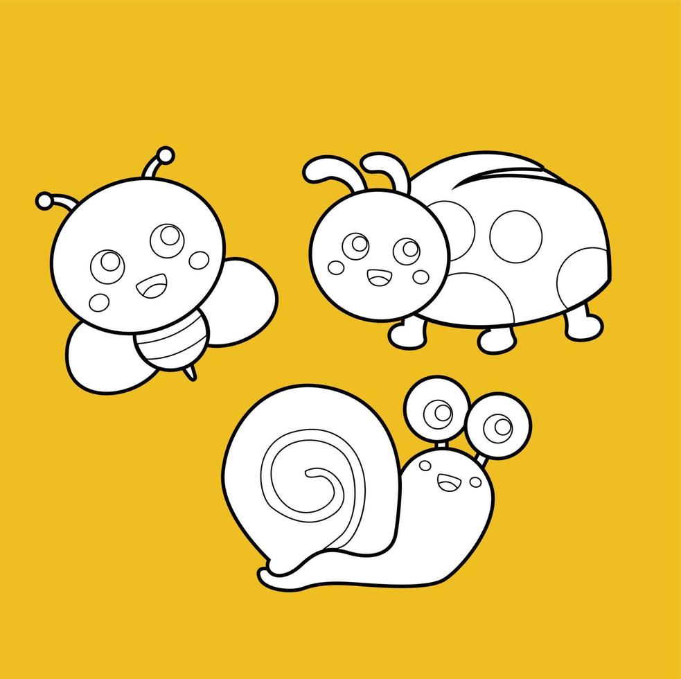 Insects Animal Butterfly Snail Ladybug Digital Stamp vector
