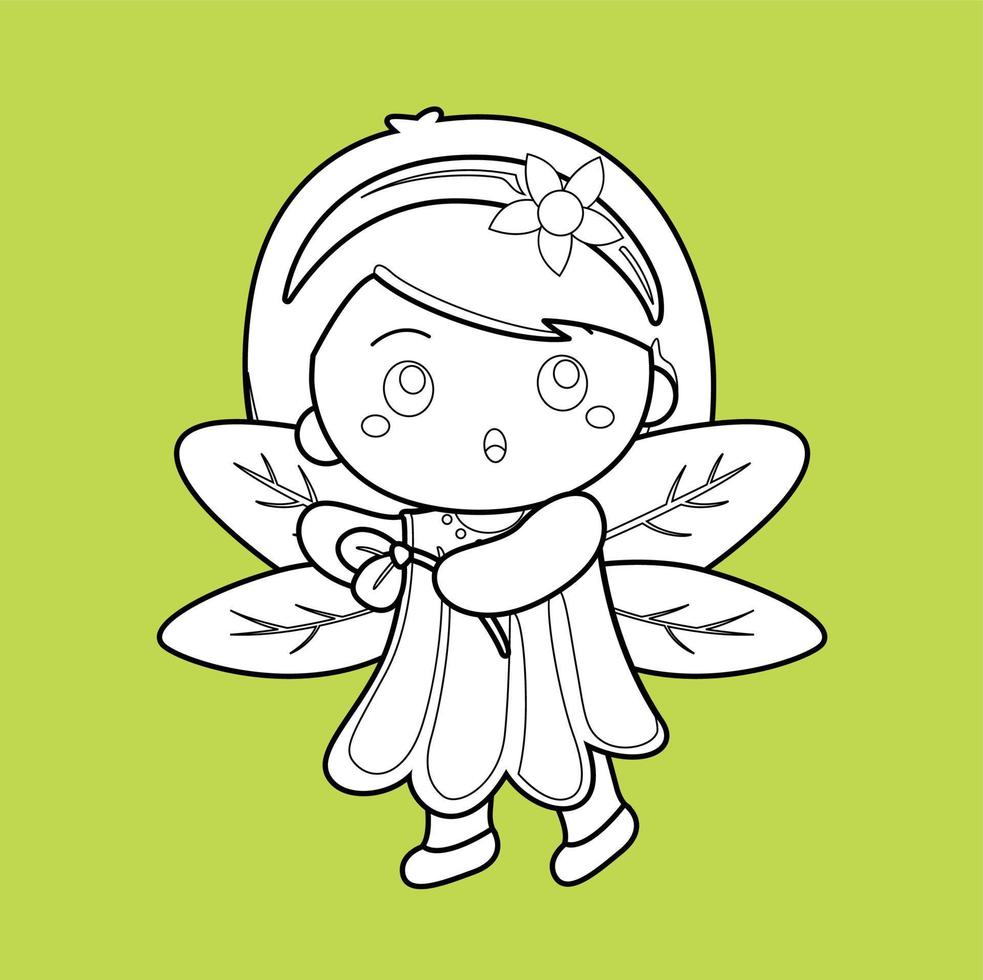 Cute Garden Fairy Fairies Digital Stamp Outline vector