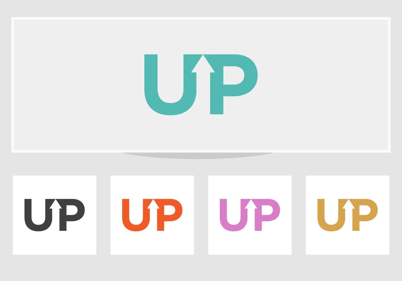 Letter U and P logo vector with financial arrow combination. UP Logo Design Concept.