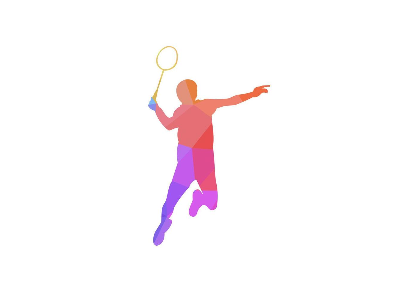 Badminton player young man in silhouette isolated vector