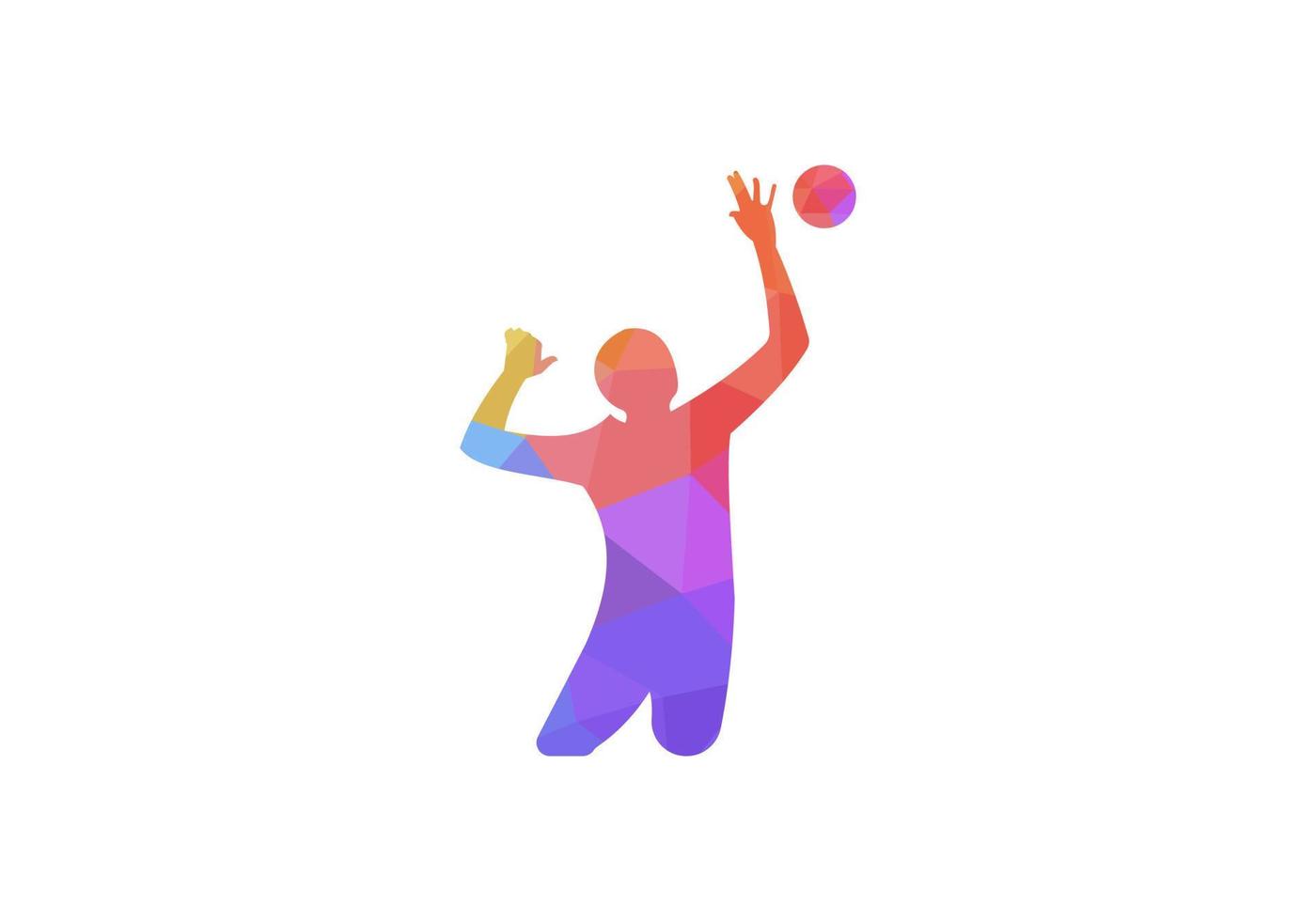 jugador de voleibol aislado en blanco con pelota. el atleta, ejercicio, acción, deporte, estilo de vida saludable, entrenamiento, fitness vector