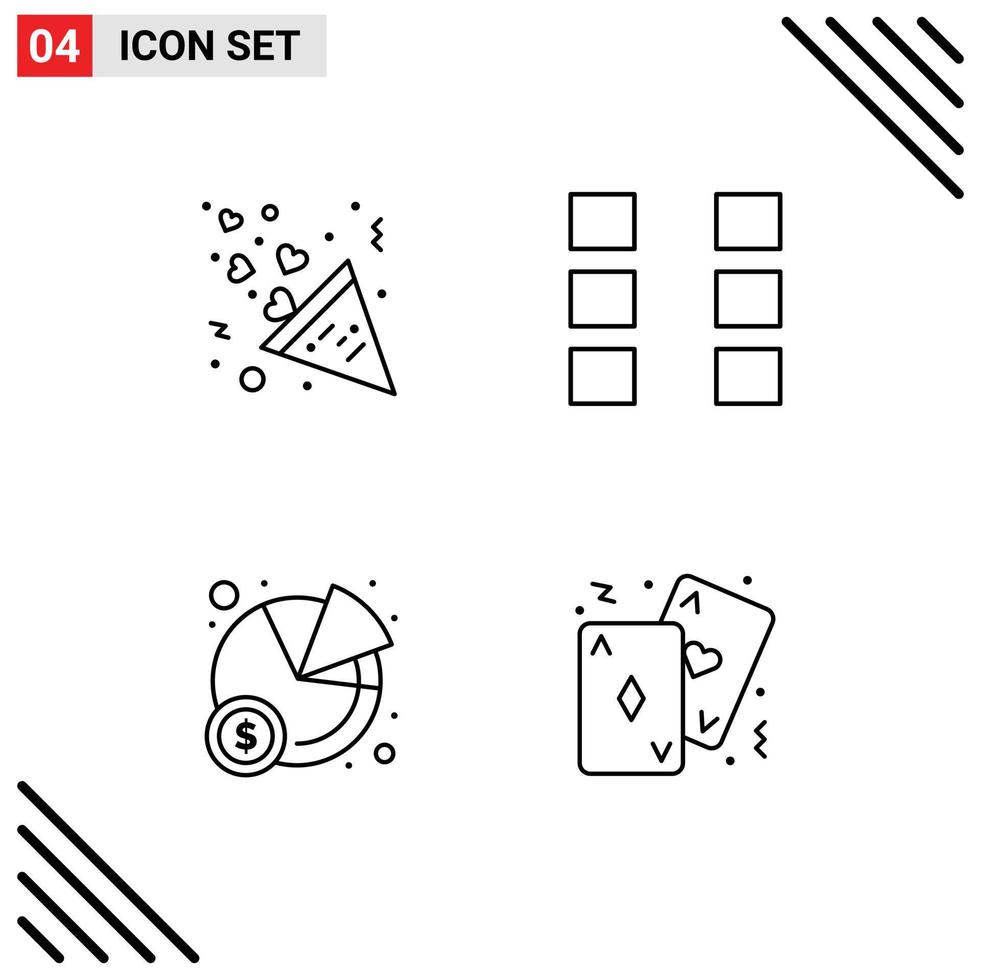 4 iconos creativos signos y símbolos modernos de celebración pastel amor tarjetas ux elementos de diseño vectorial editables vector