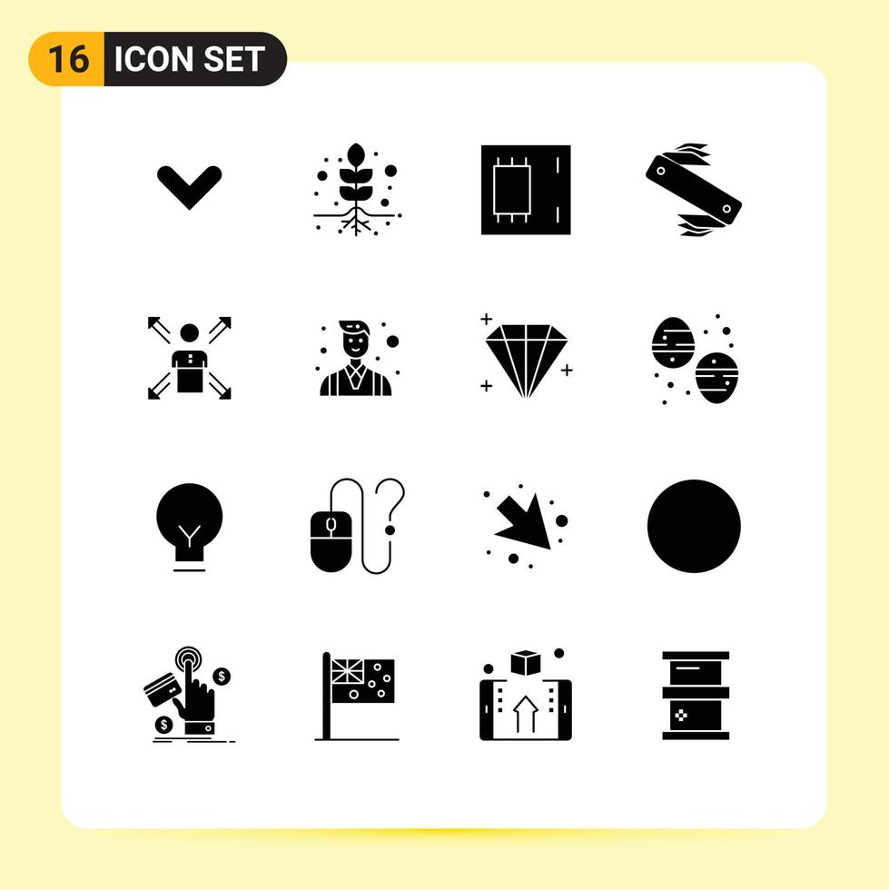 Set of 16 Modern UI Icons Symbols Signs for arrows swiss devices camping knife Editable Vector Design Elements