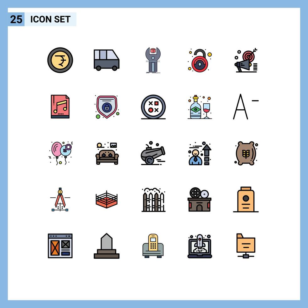 25 iconos creativos, signos y símbolos modernos de megáfono, aplicación no segura, elementos de diseño de vectores editables públicos inseguros