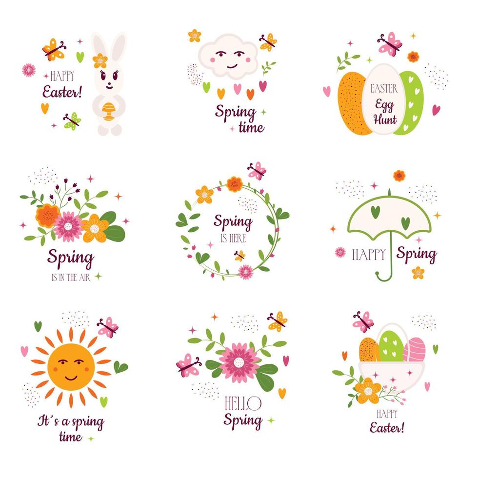 Easter and spring set vector