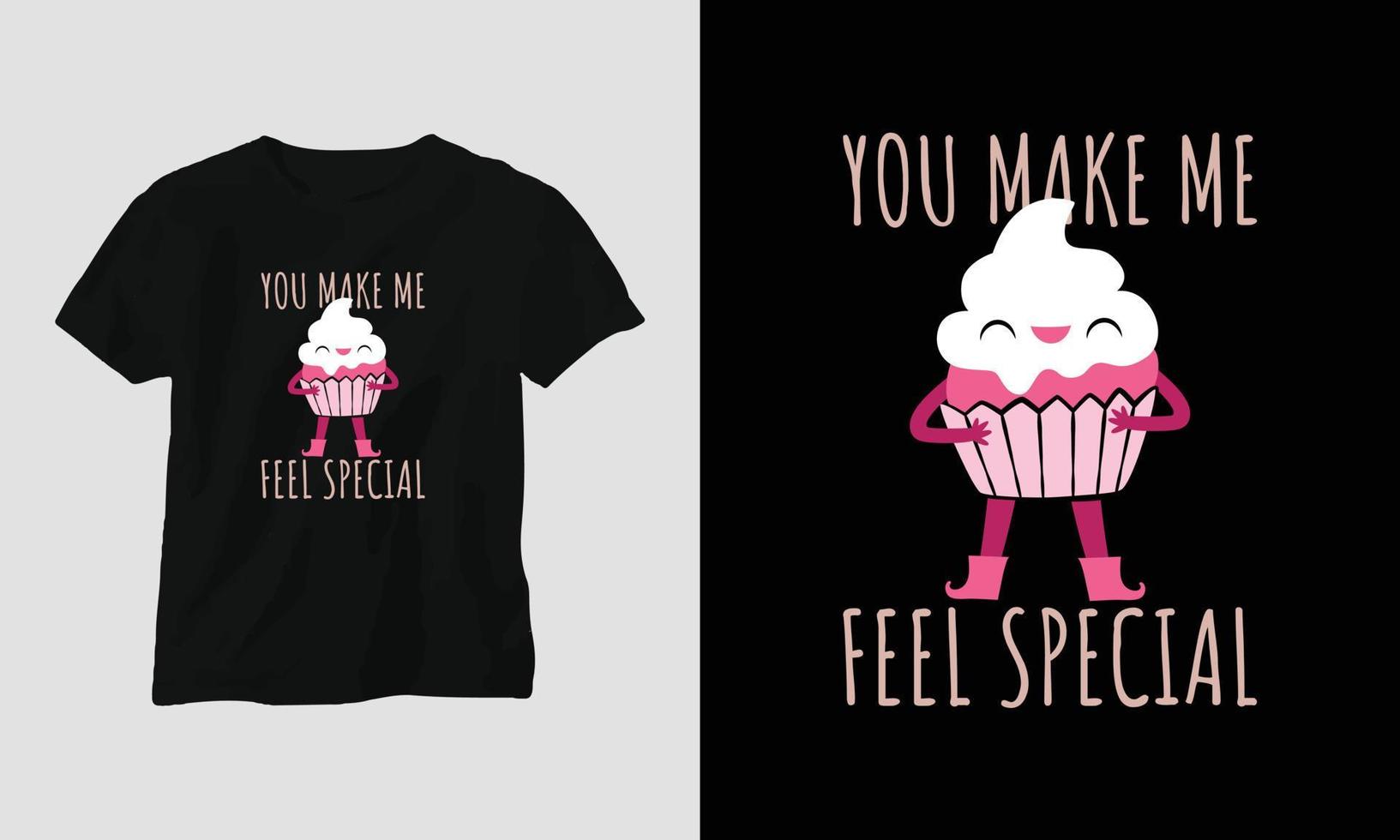 you make me feel special - Valentine's Day Typography t-shirt Design with heart, cat, and motivational quotes vector