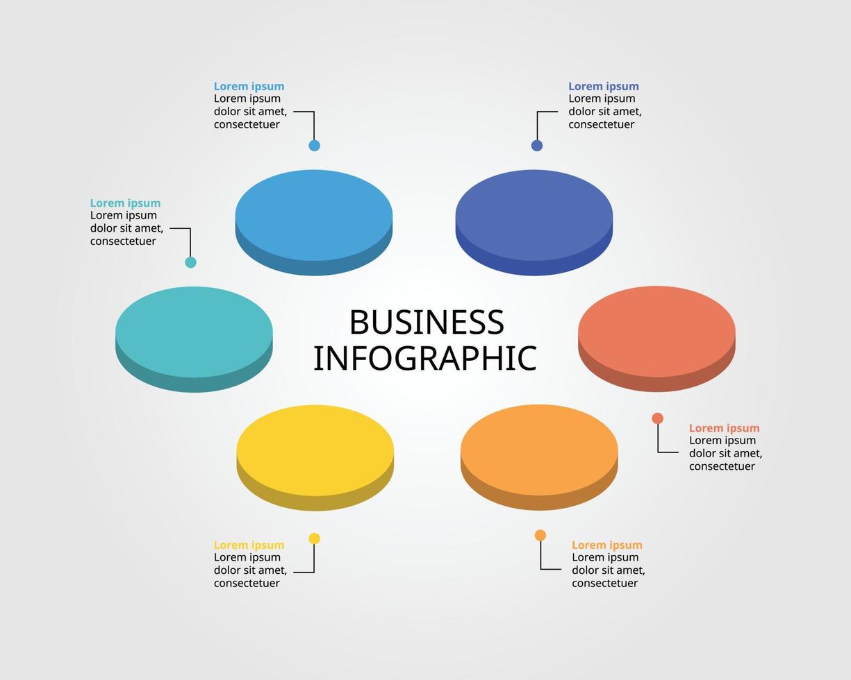 circle template for infographic for presentation for 6 element vector