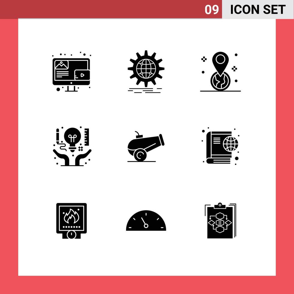 9 Creative Icons Modern Signs and Symbols of document business gear art pin Editable Vector Design Elements