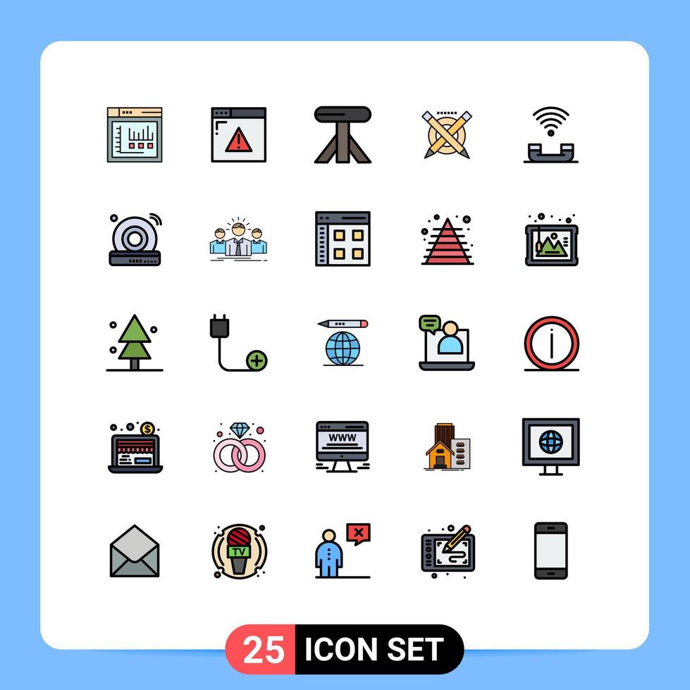 Set of 25 Modern UI Icons Symbols Signs for productivity device dining line education Editable Vector Design Elements