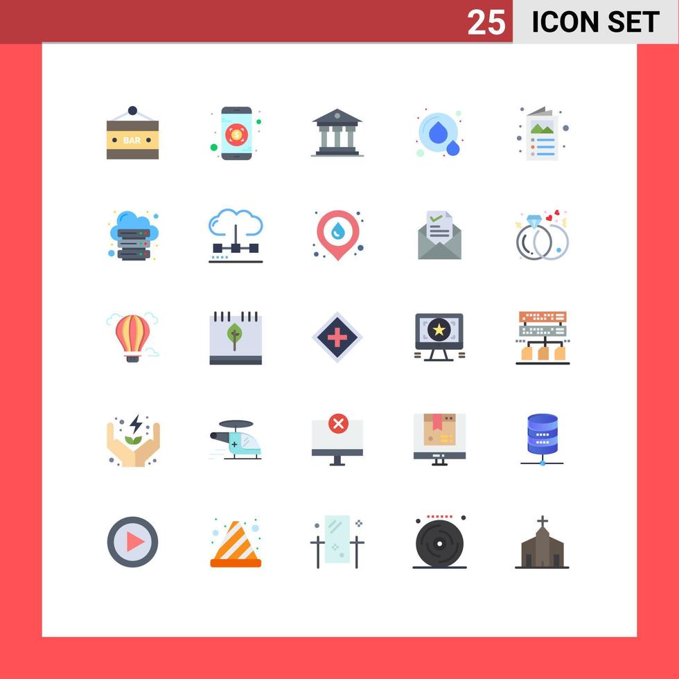 Group of 25 Modern Flat Colors Set for catalog ad bank water recycle Editable Vector Design Elements