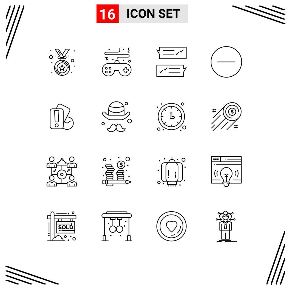 16 Thematic Vector Outlines and Editable Symbols of hand hide chat delete support Editable Vector Design Elements