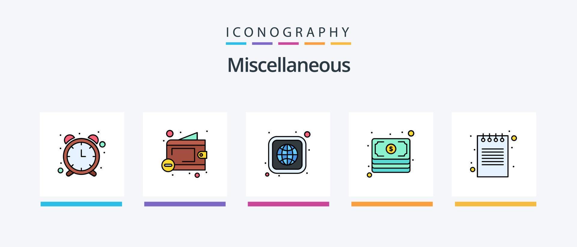 Miscellaneous Line Filled 5 Icon Pack Including grid. email. history. archive. Creative Icons Design vector