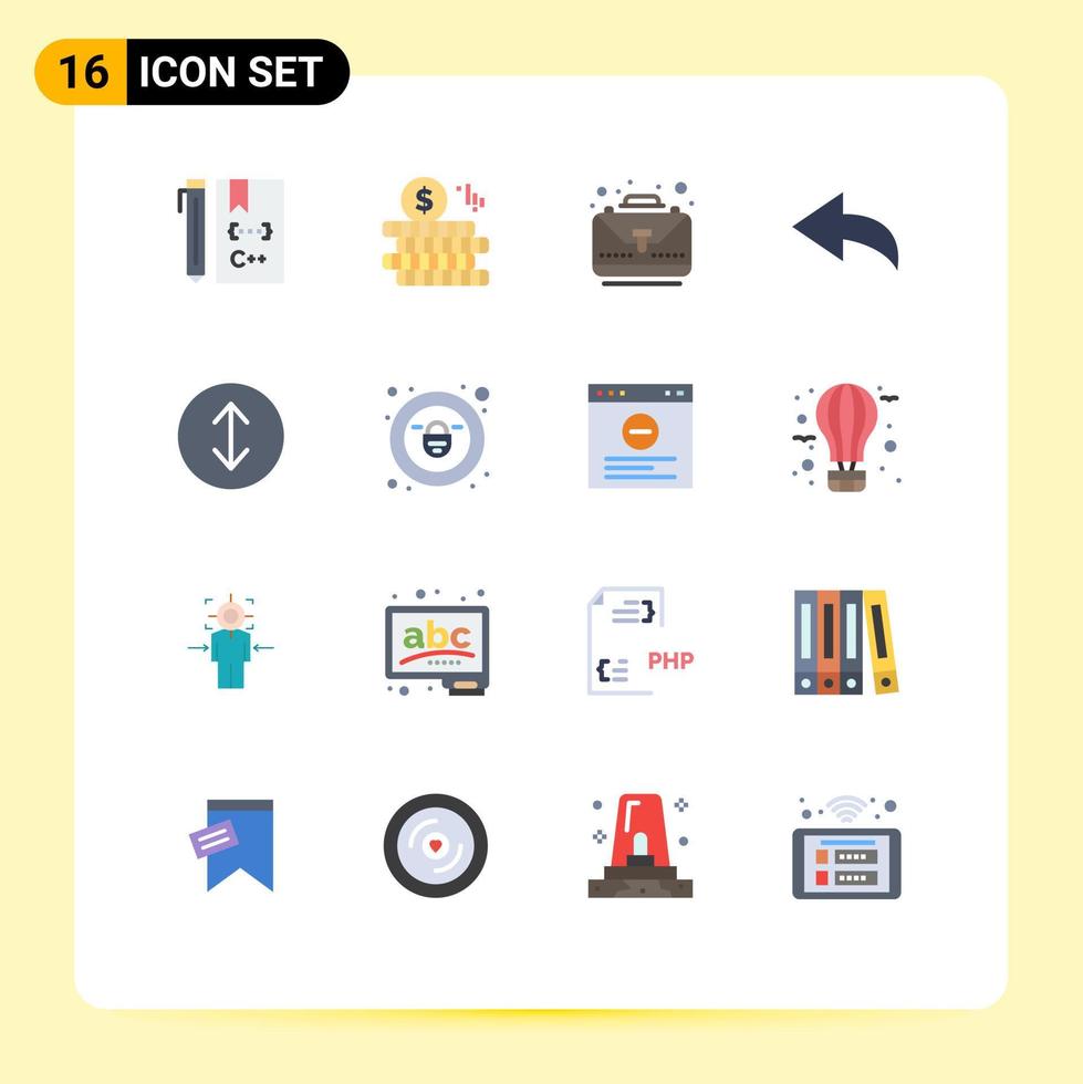 Flat Color Pack of 16 Universal Symbols of padlock expand business arrows arrow Editable Pack of Creative Vector Design Elements