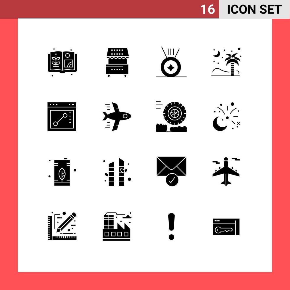 paquete de iconos de vectores de stock de 16 signos y símbolos de línea para elementos de diseño de vectores editables de la naturaleza del coco de la medalla del navegador del sitio web