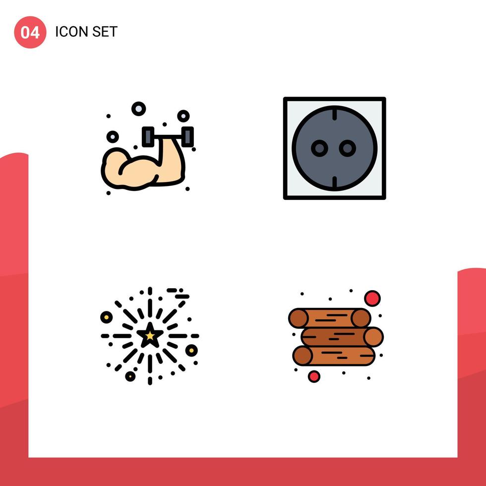 4 Creative Icons Modern Signs and Symbols of dumbbell thanks day weightlifting celebrate log Editable Vector Design Elements