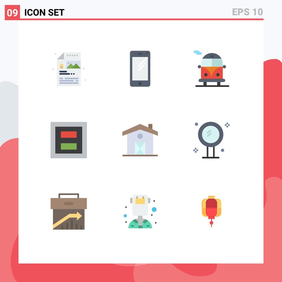 9 User Interface Flat Color Pack of modern Signs and Symbols of home section samsung layout display Editable Vector Design Elements