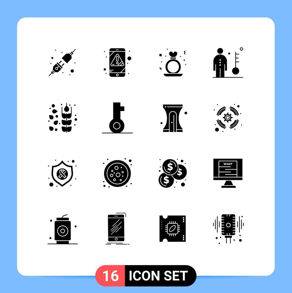 Stock Vector Icon Pack of 16 Line Signs and Symbols for autumn key heart job employee Editable Vector Design Elements