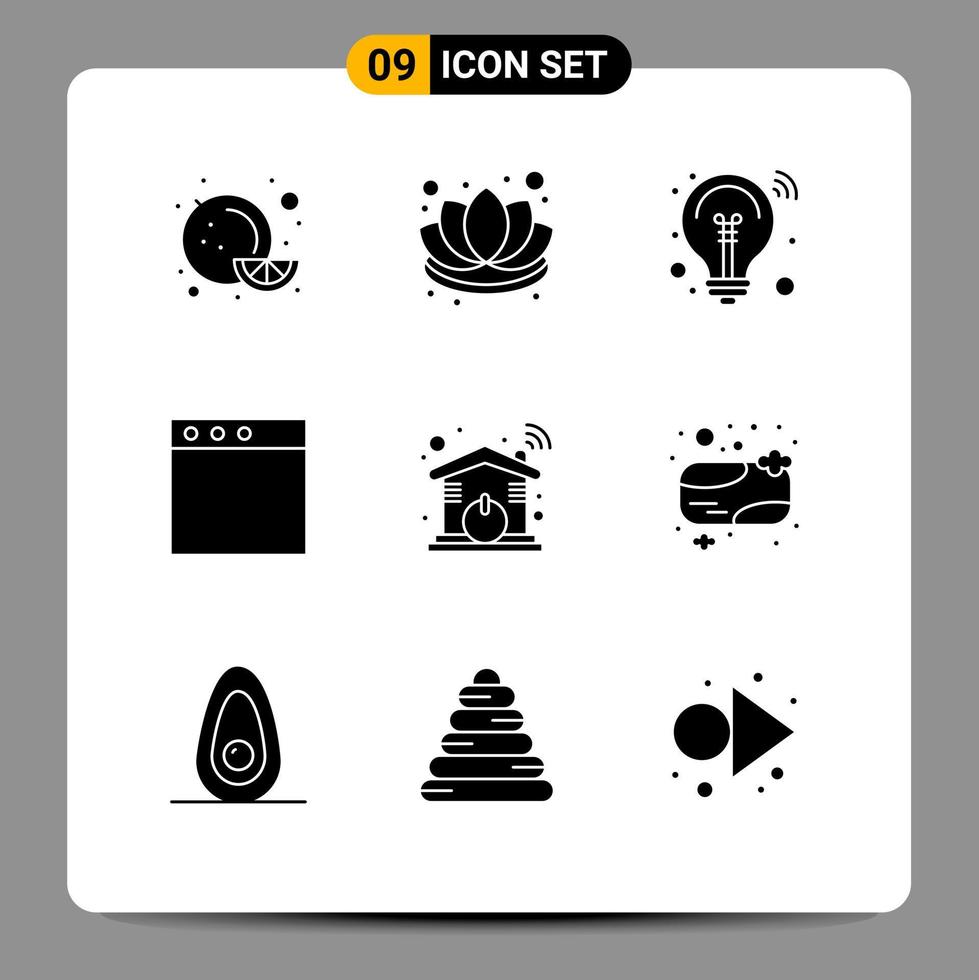 9 User Interface Solid Glyph Pack of modern Signs and Symbols of wifi home idea automation mac Editable Vector Design Elements