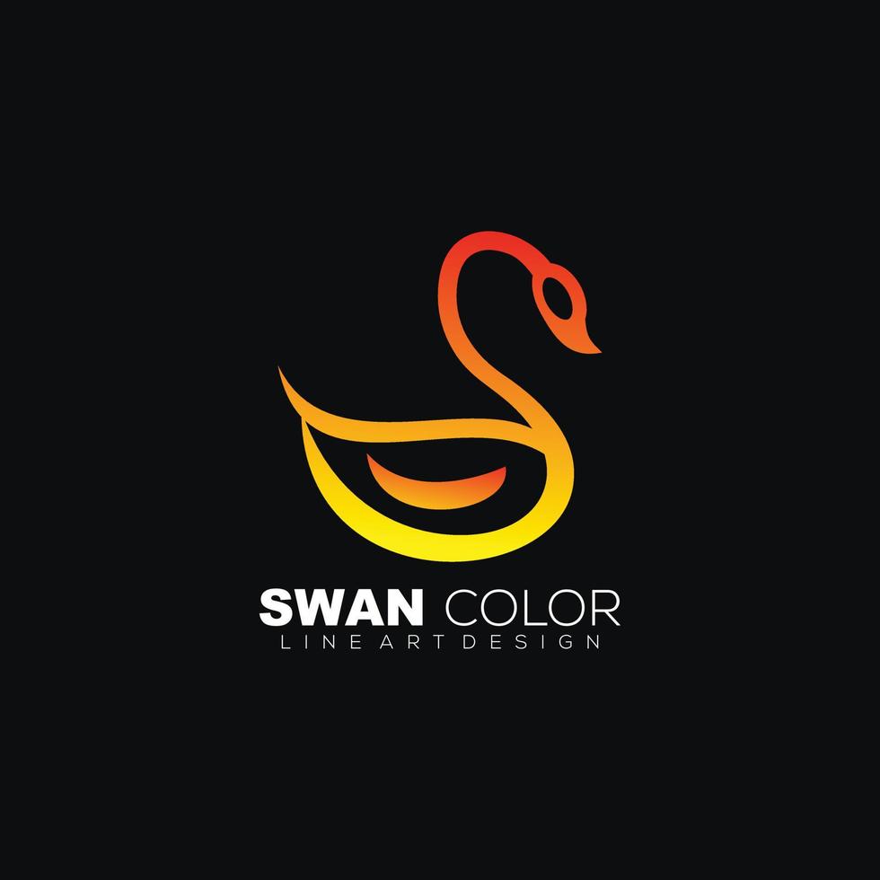 swan logo design line art color vector