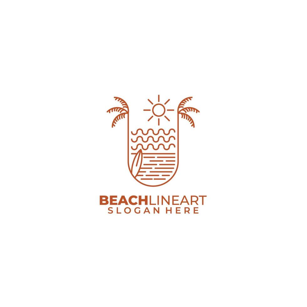 beach line logo design color template vector