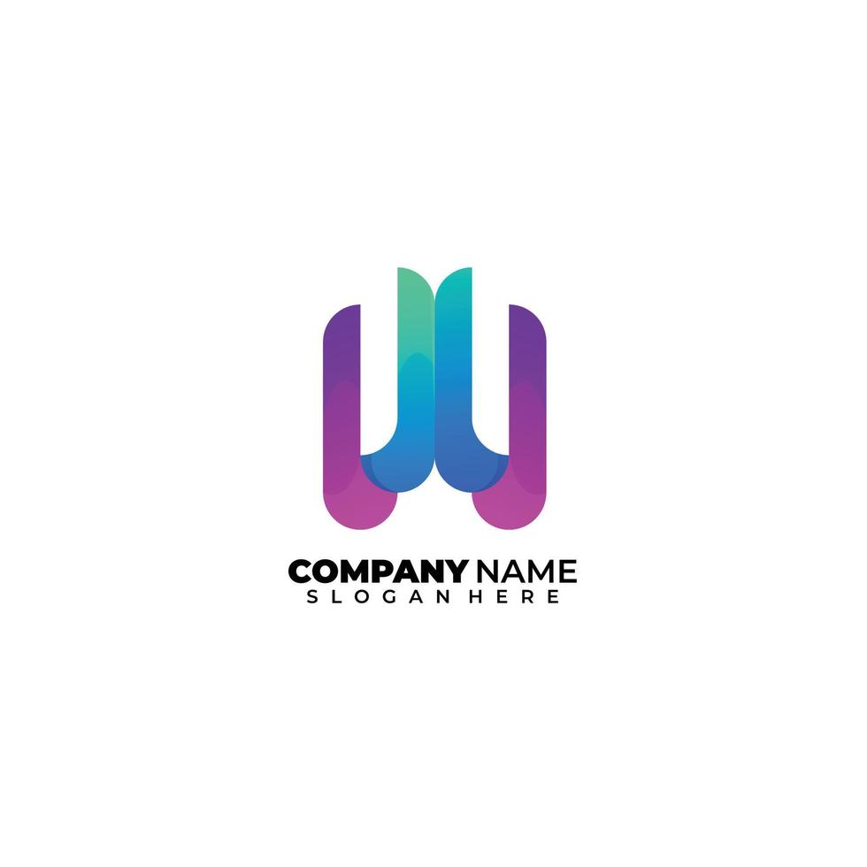 letter w logo illustration template gradient colorful vector