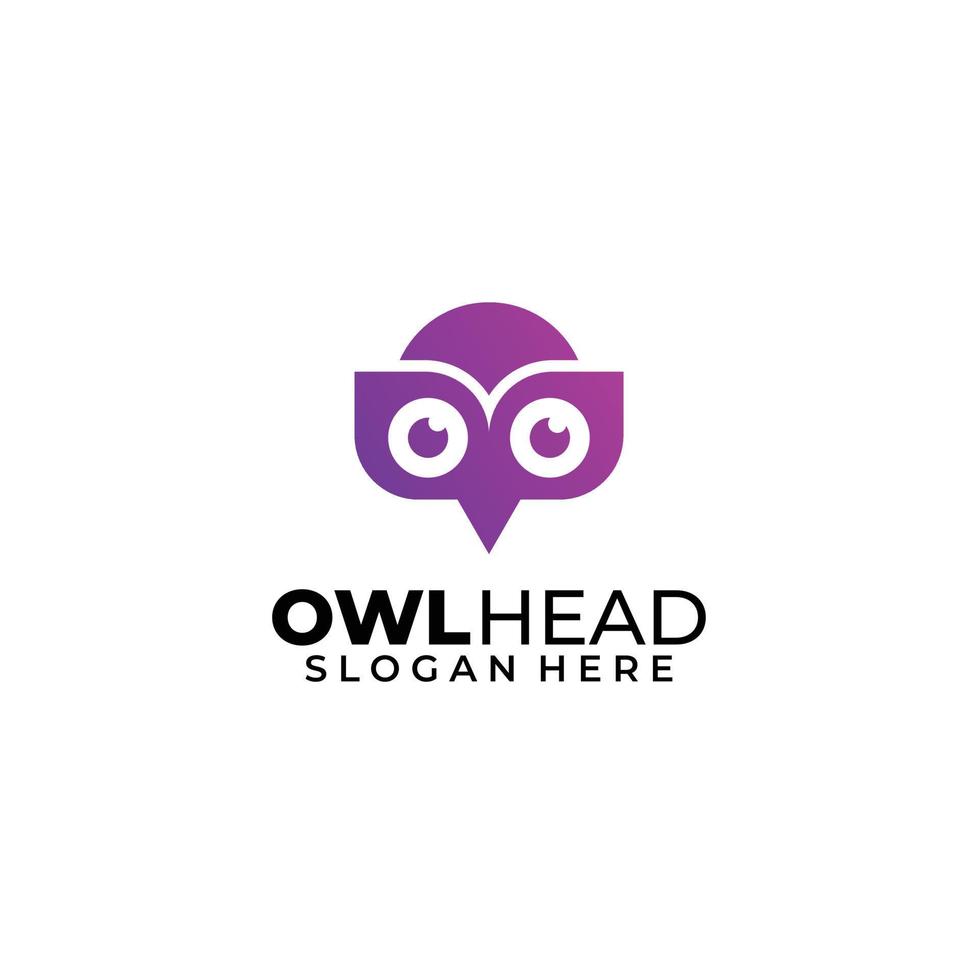 owl head logo gradient color template illustration vector