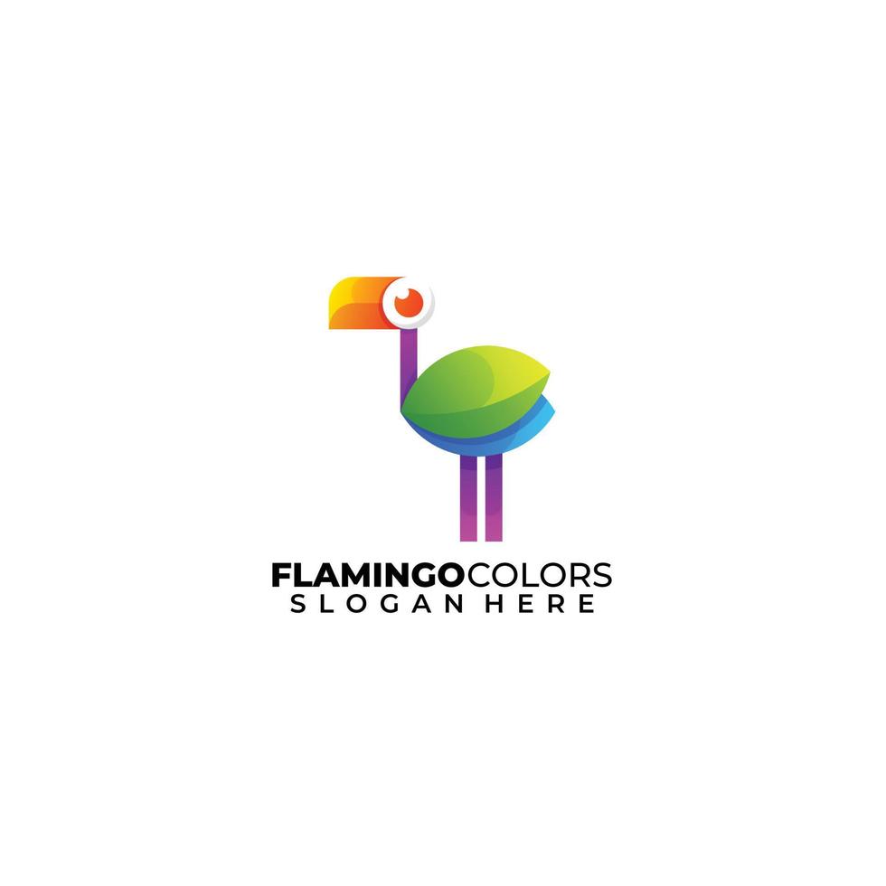 flamingo logo gradient colorful design template vector