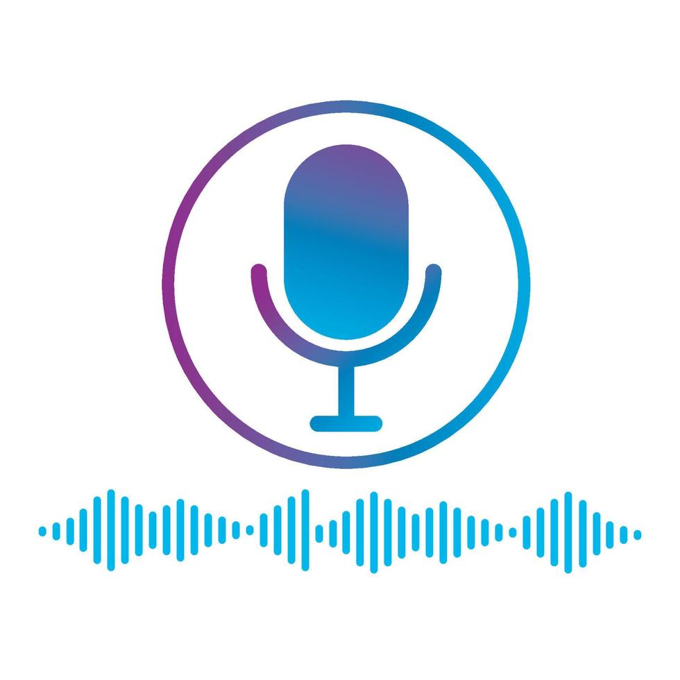 Microphone icon with voice bar command vector