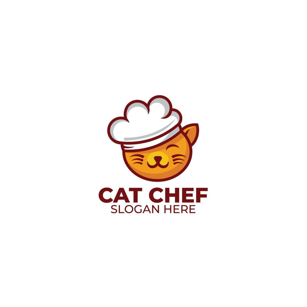 cute cat chef design template logo illustration vector