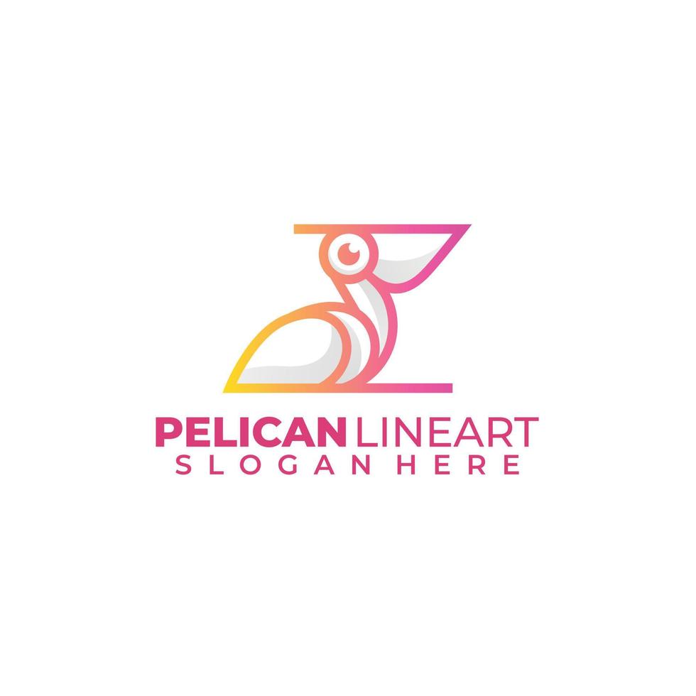 pelican design line art logo gradient color icon vector