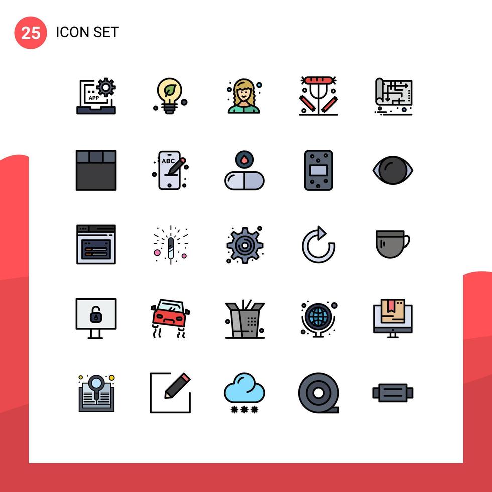 paquete de iconos de vectores de stock de 25 signos y símbolos de línea para el almuerzo, la bebida, la idea, la cena, el desarrollador web, los elementos de diseño de vectores editables