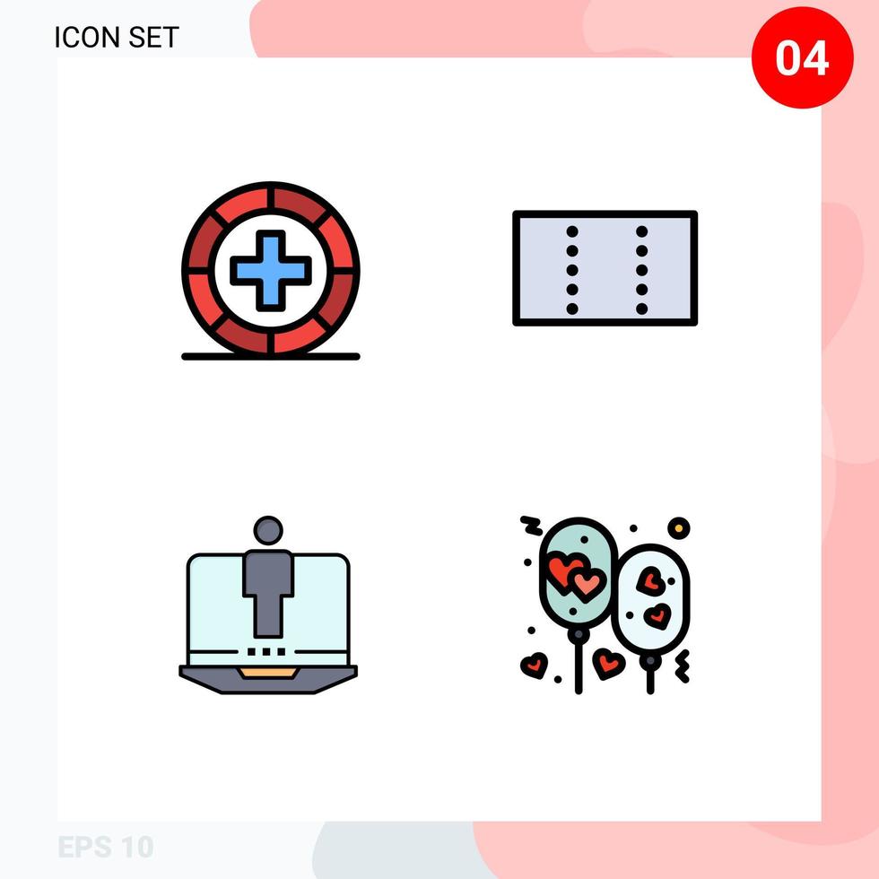 Set of 4 Modern UI Icons Symbols Signs for disease hardware health minimize air Editable Vector Design Elements