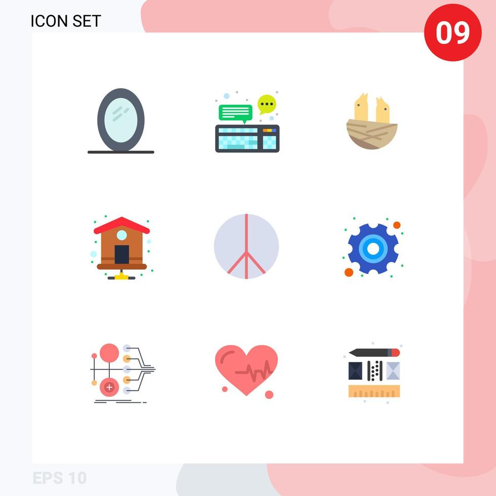 Modern Set of 9 Flat Colors and symbols such as peace freedom animal index page home Editable Vector Design Elements