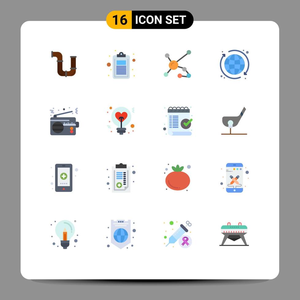 Modern Set of 16 Flat Colors and symbols such as internet web list genetic biology Editable Pack of Creative Vector Design Elements