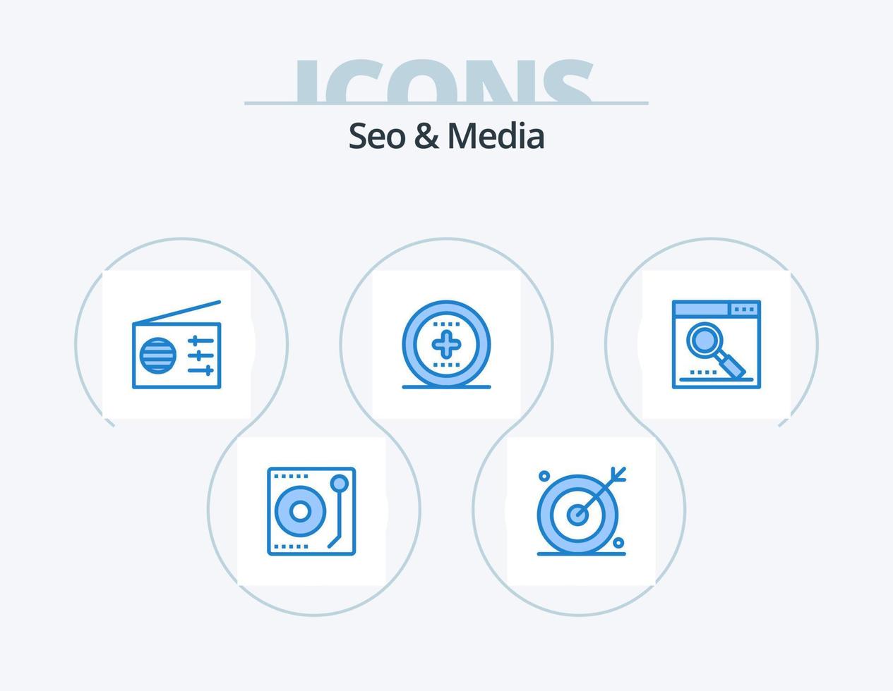 Seo and Media Blue Icon Pack 5 Icon Design. media. ux. seo. ui. element vector