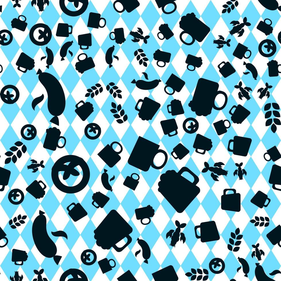 Oktoberfest Seamless Pattern With Drink and Food vector