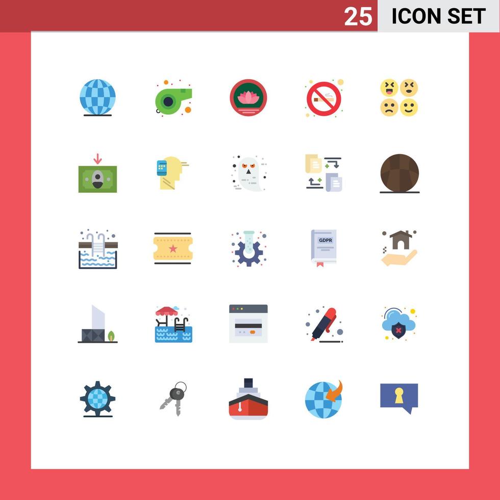 Pictogram Set of 25 Simple Flat Colors of cashing sad coin happy sign Editable Vector Design Elements