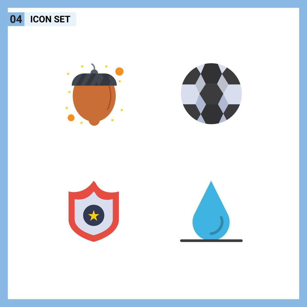 4 concepto de icono plano para sitios web móviles y aplicaciones alimentos escudo bola deporte agua elementos de diseño vectorial editables vector