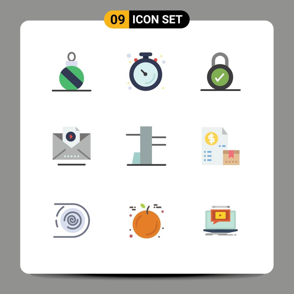 9 Thematic Vector Flat Colors and Editable Symbols of market cash lock tools and utensils marketing Editable Vector Design Elements