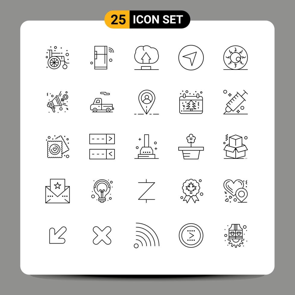 Universal Icon Symbols Group of 25 Modern Lines of retina ghost eyeball interface bloody eyeball map Editable Vector Design Elements