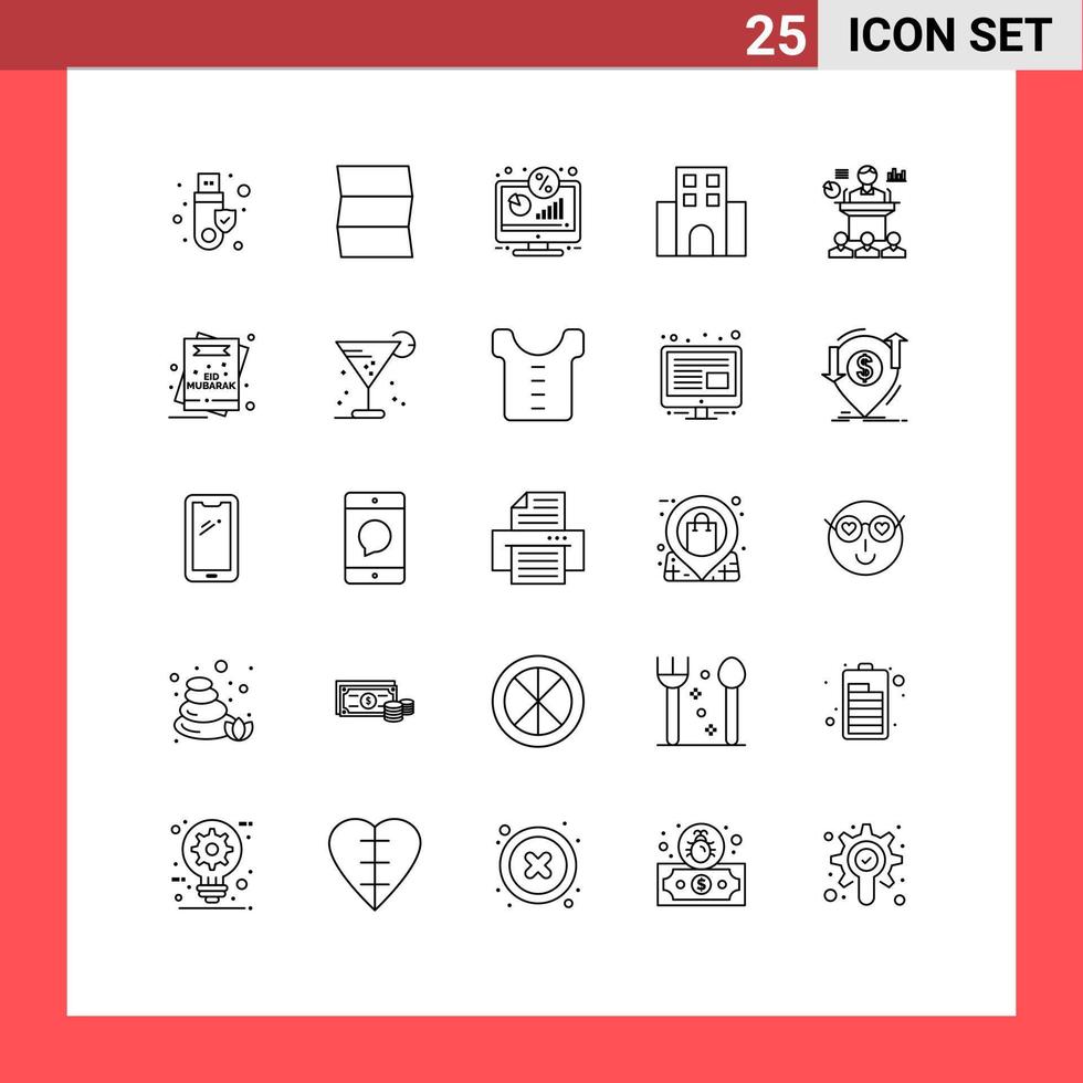 Stock Vector Icon Pack of 25 Line Signs and Symbols for business travel display journey apartment Editable Vector Design Elements