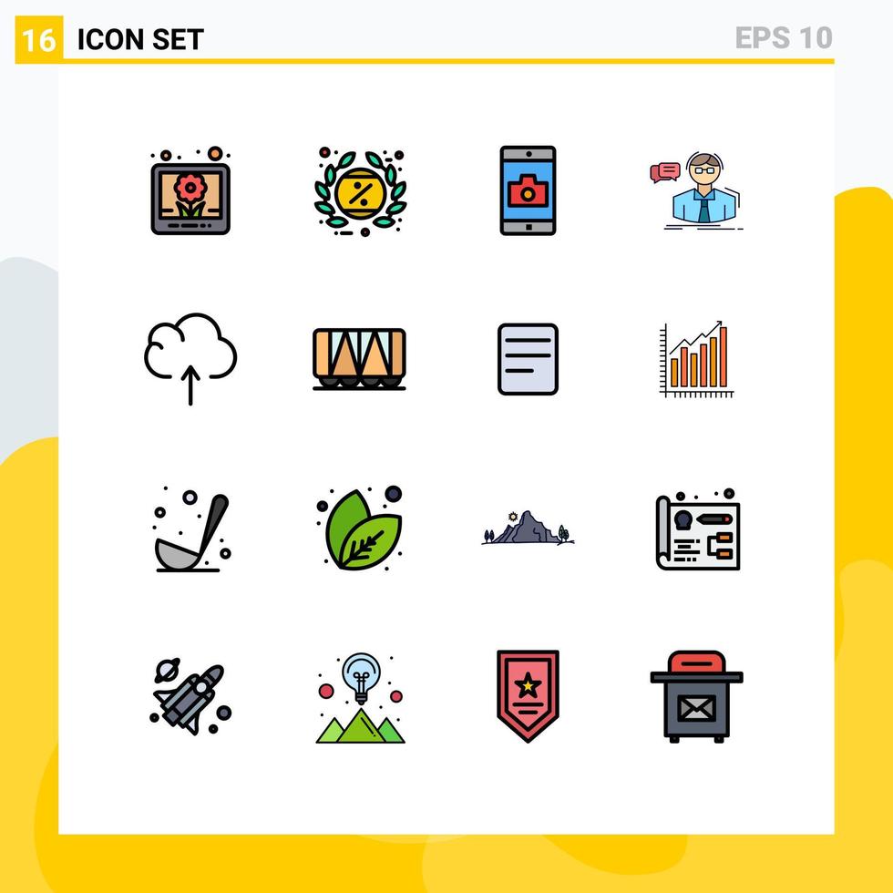 16 Universal Flat Color Filled Line Signs Symbols of cloud teacher application scientist professor Editable Creative Vector Design Elements
