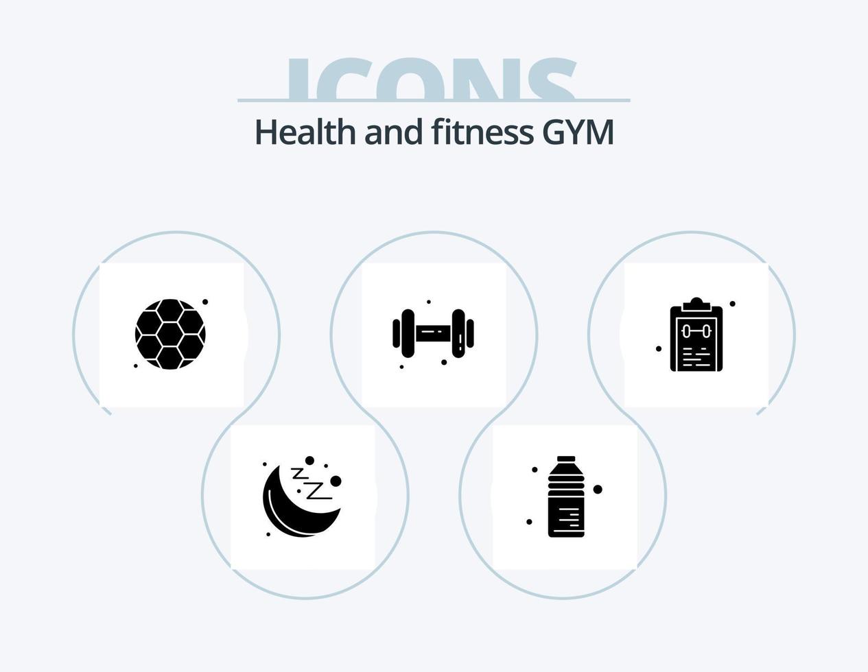 Gym Glyph Icon Pack 5 Icon Design. notepad. list. sport. check. dum vector