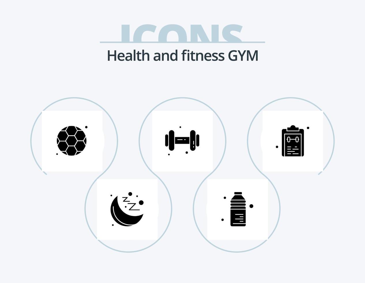 paquete de iconos de glifos de gimnasio 5 diseño de iconos. bloc. lista. deporte. controlar. tonto vector