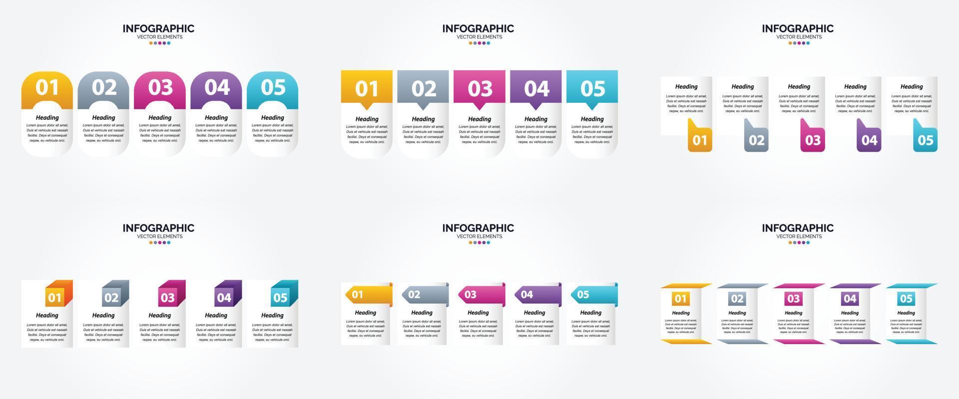 ilustración vectorial infografía conjunto de diseño plano para folleto publicitario y revista vector