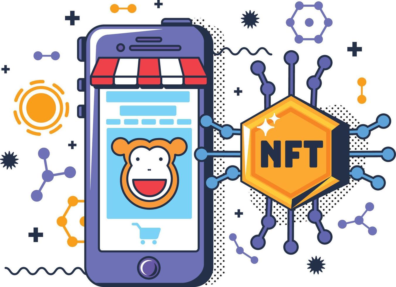 Nft market for buy digital file or service vector