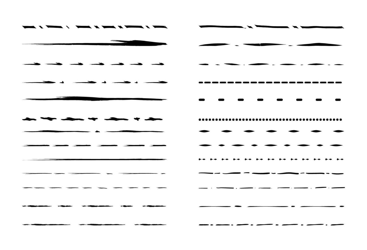 conjunto de vectores de elementos de diseño de línea discontinua recta