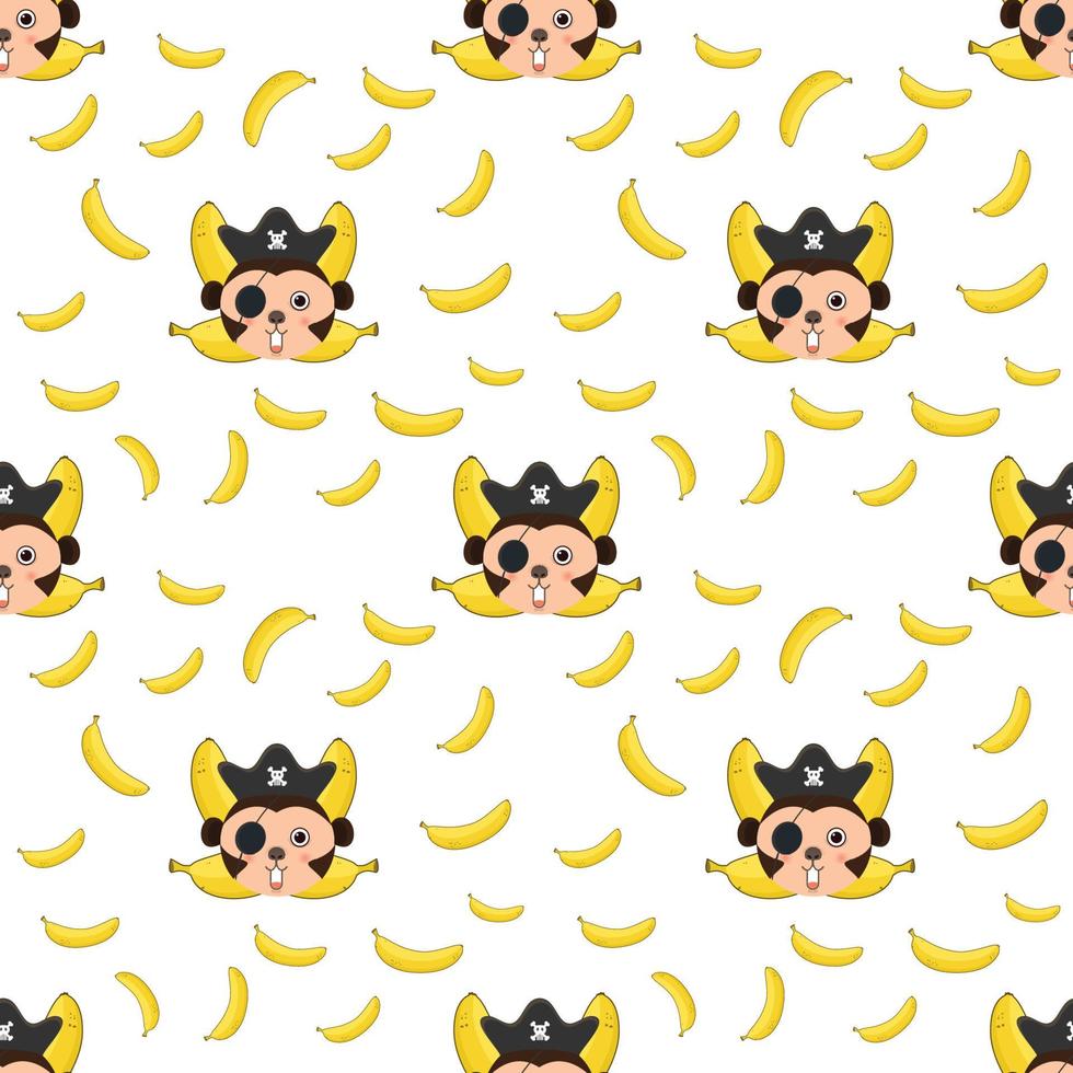 Seamless pattern Monkey and bananas vector