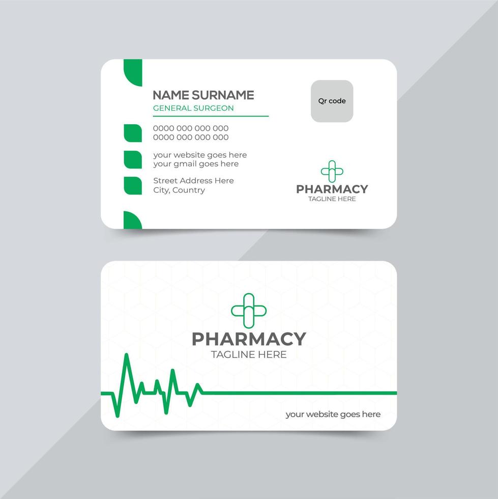 Modern simple medical doctor business card template design vector