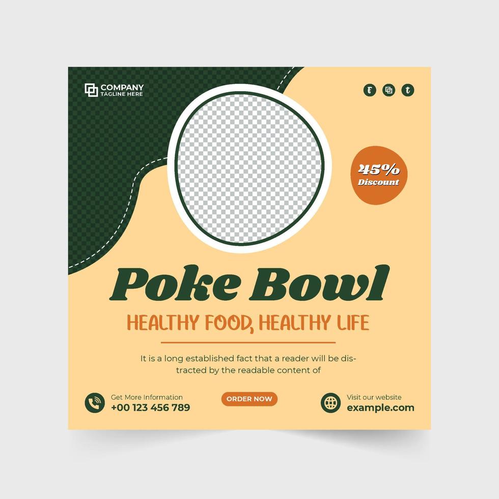Special food menu social media post vector with green and off-white colors. Modern restaurant business template design with abstract shapes. Asian food promotion web banner vector for marketing.